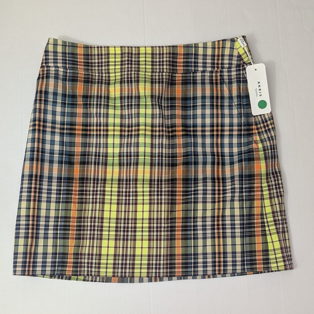 Akris punto Madras Check Mini-Skirt Women's Size 12 - Picture 2 of 8